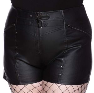 Plus size black faux leather shorts